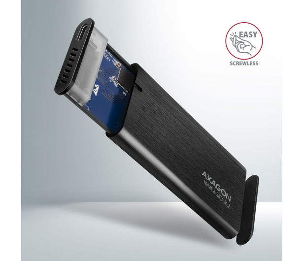 AXAGON EEM2-SB2 Obudowa zewnętrzna aluminiowa bezśrubowa USB-C 3.2 Gen 2 - M.2 NVMe / SATA SSD 30-80mm ALU pudełko czarne + USB-A - USB-C redukcja - 1353423 - zdjęcie 3